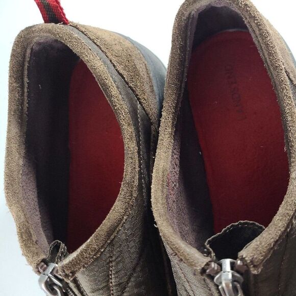 LANDS END WALKING CAMPING HIKING / ZIPPER SHOES 7 B Quilted Suede Brown - Picture 8 of 11